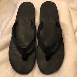 Rainbow Women’s Black Leather Flip Flops, 8-8.5, Good Condition
